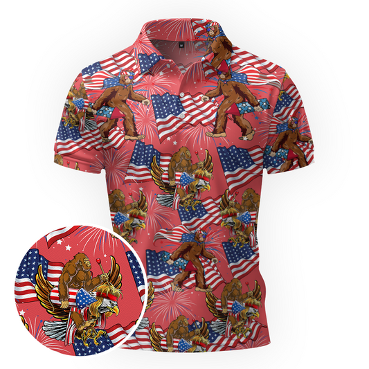 Maxcorners Patriot Sasquatch Mode Golf Polo Shirt