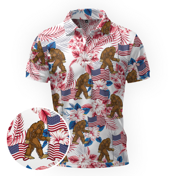 Maxcorners Bigfoot’s Floral Freedom Golf Polo Shirt