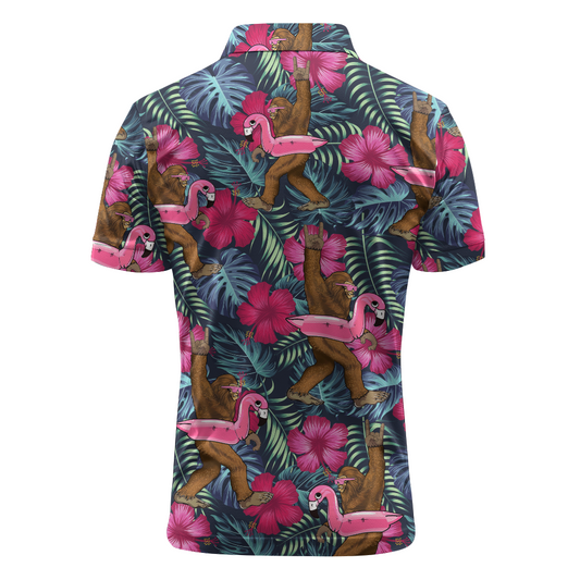 Maxcorners Sasquatch Loves Pink Floaties Golf Polo Shirt