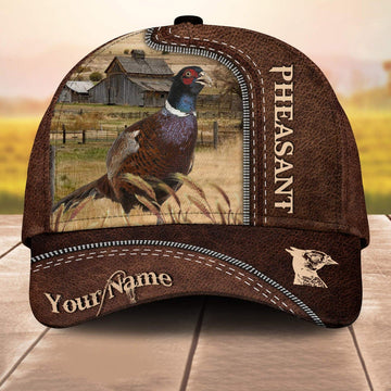 Maxcorners Pheasant Customized Name Leather Paern 3D Cap 3D All Over Print Baseball Cap, Cap For Farm Lovers, Animal Cap, Leather Pattern Cap LM0402
