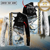 Maxcorners Chinook Fishing Split Grunge Splash Design Personalized Name, Team Name Long Sleeve Shirt (12 Fish Species)