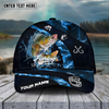 Maxcorners Fishing Blue Smoke Sport Pattern Personalized Name 3D Cap (11 Breeds)