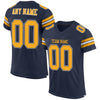 Maxcorners Custom Navy Gold-White Mesh Authentic Classic Football Jersey LM2605