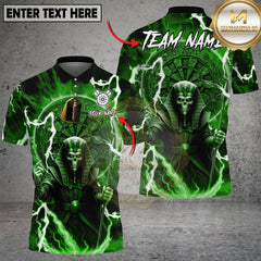 Maxcorners Darts Polo Shirt Pharaoh Skull Lightning Dartboard Design Multioptions Personalized Name, Team Name Unisex 3D Shirt (4 Colors)