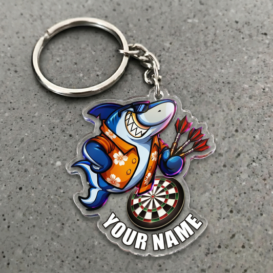 Maxcorners Hawaiian Shark Darts Personalized Name Acrylic Keychain