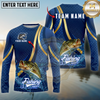 Maxcorners Fishing Sport Stripe Scale Pattern Personalized Name, Team Name Long Sleeve Shirt (9 Breeds)