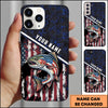 Maxcorners Fishing Patriotic USA Flag Honeycomb Tech Style Personalized Name Phone Case (10 Fish Species)