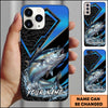Maxcorners Fishing Electric Blue Arrow Pattern Splash Personalized Name Phone Case (10 Fish Species)