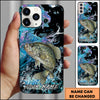 Maxcorners Fishing Neon Scale Texture Water Splash Personalized Name Phone Case (10 Fish Species)