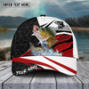 Maxcorners Fishing Red White Pattern Sport Pattern Personalized Name 3D Cap (11 Breeds)
