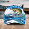 Maxcorners Fishing Blue Water Camo Pattern Sport Pattern Personalized Name 3D Cap (11 Breeds)