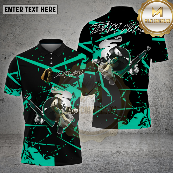 Maxcorners Billiards Shirt 8 Ball Gangster with Rifle Multioptions Personalized Name, Team Name Unisex 3D Shirt