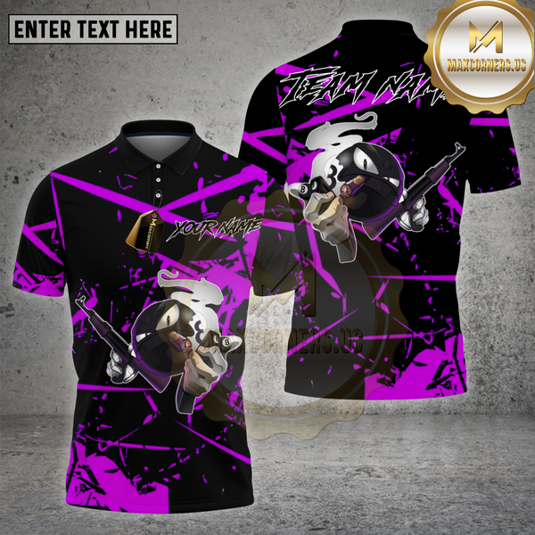 Maxcorners Billiards Shirt 8 Ball Gangster with Rifle Multioptions Personalized Name, Team Name Unisex 3D Shirt