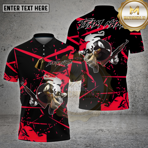 Maxcorners Billiards Shirt 8 Ball Gangster with Rifle Multioptions Personalized Name, Team Name Unisex 3D Shirt