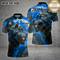 Maxcorners Billiards Shirt Wolf Flame 8 Ball Fire Theme Multioptions Personalized Name, Team Name Unisex 3D Shirt
