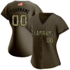 Maxcorners Custom Olive Camo-City Cream Premium American Flag Fashion Salute To Service Baseball Jersey LM0210