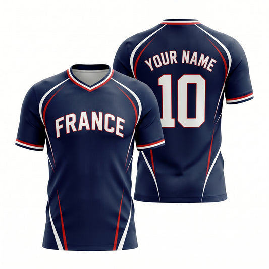 Maxcorners France Navy Soccer Jersey Personalized Name & Number Jersey