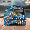 Maxcorners Fishing  Blue Camouflage Fishing Boat Multi Options Personalized Name 3D Classic Cap (11 Fish Species)