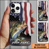 Maxcorners Fishing American Flag Patriotic Splash Personalized Name Phone Case (10 Fish Species)