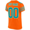 Maxcorners Custom Orange Aqua-White Mesh Authentic Football Jersey LM2605