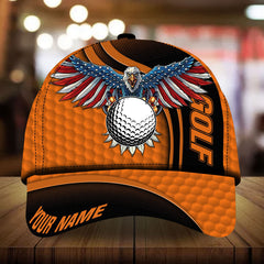 Maxcorners Golf Premium Eagle And Golf Personalized Name All Over Printed Cap
