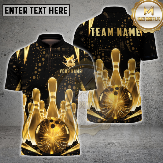 Maxcorners Bowling Ball Pink Neon Glow Pins Grid Multicolor Options Personalized Name, Team Name 3D Shirt (4 Colors)
