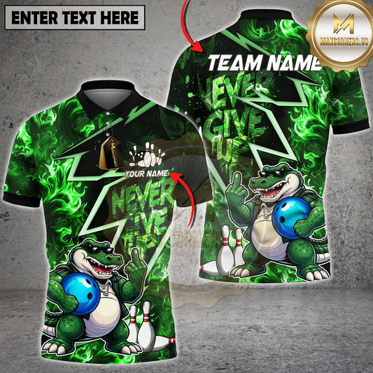 Maxcorners Alligator Bowling Shirt Cool Cartoon Street Style Multicolor Options Personalized Name, Team Name 3D Shirt (2 Colors)