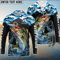 Maxcorners Bass Fishing Blue Camo Pattern Sport Jersey Personalized Name And Team Name Hoodie