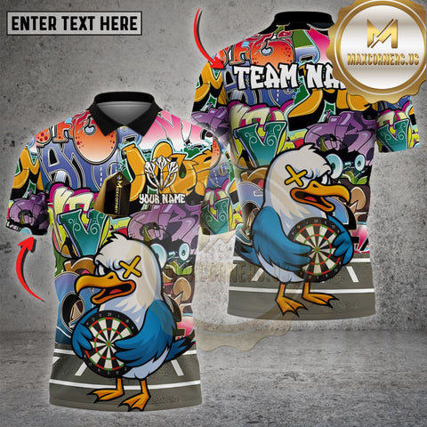 Maxcorners Darts Teddy Graffiti Multicolor Options Personalized Name, Team Name 3D Shirt For Bak