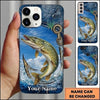 Maxcorners Fishing Blue Ocean Wave Hook Customized Name 3D Phone Case