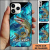 Maxcorners Fishing Black Teal Marble Lure Customized Name 3D Phone Case
