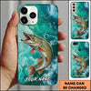 Maxcorners Fishing Teal Aqua Marble Wave Customized Name 3D Phone Case