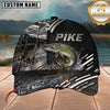 Maxcorners Fishing Black Silver Water Splash Customized Name 3D Cap