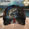Maxcorners Fishing American Flag Night Lake Splash Customized Name 3D Cap