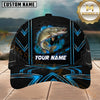 Maxcorners Fishing Neon Blue Geometric Black Mesh Customized Name 3D Cap