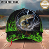 Maxcorners Neon Green Flame Thunder Fishing Cap Personalized Name 3D Cap