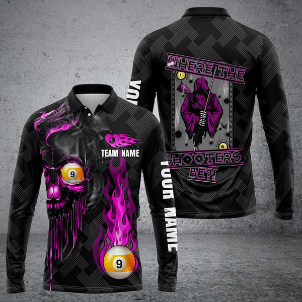 Maxcorners Personalized Name Billiards Champ Long Sleeve Polo Supreme For Ben