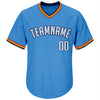 Maxcorners Custom Powder Blue White-Navy Authentic Throwback Rib-Knit Baseball Jersey Shirt LM2605