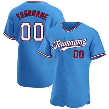 Maxcorners Custom Powder Blue White-Red Authentic Baseball Jersey LM2605