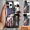 Maxcorners Fishing Patriotic USA Flag Mountain Angler Silhouette Personalized Name Phone Case (10 Fish Species)