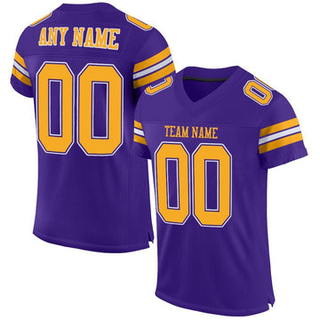 Maxcorners Custom Purple Gold-White Mesh Authentic Game Day Football Jersey LM2605