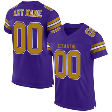 Maxcorners Custom Purple Old Gold-White Mesh Authentic Classic Football Jersey LM2605