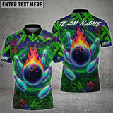 Maxcorners Bowling Shirt Neon Graffiti Bowling Flame Multioptions Personalized Name, Team Name Unisex 3D Shirt (4 Colors)