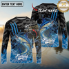 Maxcorners Fishing Camo Water Splash Personalized Name, Team Name Long Sleeve Shirt (9 Breeds)