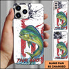 Maxcorners Fishing Patriotic Paint Splash Water Effect Personalized Name Phone Case (10 Fish Species)