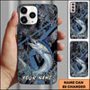Maxcorners Fishing Dark Hexagon Pattern Dynamic Splash Personalized Name Phone Case (10 Fish Species)