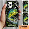 Maxcorners Bass Fishing Phone Case Neon Lightning Hexagon Water Splash Design Personalized Name Phone Case (12 Fish Species)