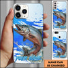 Maxcorners Fishing Water Splash Blue Pop Art Personalized Name Phone Case (10 Fish Species)