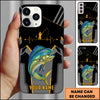 Maxcorners Fishing Heartbeat Angler Silhouette Design Personalized Name Phone Case (10 Fish Species)
