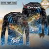Maxcorners Fishing Camo Water Splash Personalized Name, Team Name Long Sleeve Shirt (9 Breeds)